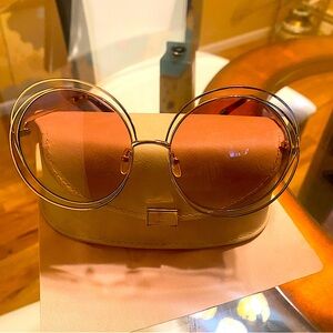 Chloe Round/Oval 61 mm Metal Sunglasses-Brown